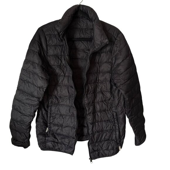 Packable Black Down Jacket MenS MediumLightweight Nylon & Down Warm Outerwear - Picture 1 of 9